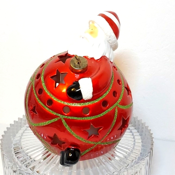 Christmas QVC Home Reflections Ceramic Santa Luminary Flameless LED Ornament - Picture 3 of 10